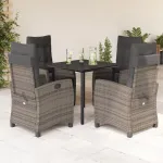 Set mobilier de grădină cu perne, 5 piese, gri, poliratan GartenMobel Dekor
