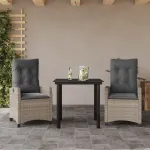 Set mobilier de grădină cu perne, 3 piese,gri deschis,poliratan GartenMobel Dekor