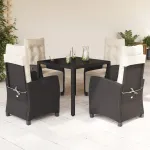 Set mobilier de grădină cu perne, 5 piese, negru, poliratan GartenMobel Dekor