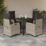 Set mobilier de grădină cu perne, 5 piese gri deschis poliratan GartenMobel Dekor