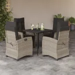 Set mobilier de grădină cu perne, 5 piese gri deschis poliratan GartenMobel Dekor