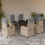 Set mobilier pentru grădină, 7 piese, cu perne, bej, poliratan GartenMobel Dekor
