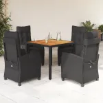 Set mobilier de grădină cu perne, 5 piese, negru, poliratan GartenMobel Dekor