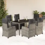 Set mobilier de grădină cu perne, 7 piese, gri, poliratan GartenMobel Dekor