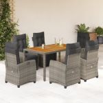 Set mobilier de grădină cu perne, 7 piese, gri, poliratan GartenMobel Dekor