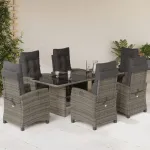 Set mobilier de grădină cu perne, 7 piese, gri, poliratan GartenMobel Dekor