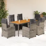 Set mobilier de grădină cu perne, 7 piese, gri, poliratan GartenMobel Dekor