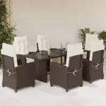 Set mobilier de grădină cu perne, 7 piese, maro, poliratan GartenMobel Dekor