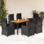 Set mobilier de grădină cu perne, 7 piese, negru, poliratan GartenMobel Dekor