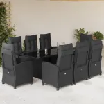Set mobilier de grădină cu perne, 9 piese, negru, poliratan GartenMobel Dekor