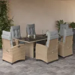 Set mobilier pentru grădină, 7 piese, cu perne, bej, poliratan GartenMobel Dekor