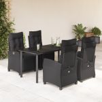 Set mobilier de grădină cu perne, 5 piese, negru, poliratan GartenMobel Dekor