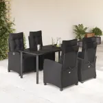 Set mobilier de grădină cu perne, 5 piese, negru, poliratan GartenMobel Dekor