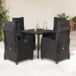 Set mobilier de grădină cu perne, 5 piese, negru, poliratan GartenMobel Dekor