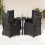 Set mobilier de grădină cu perne, 5 piese, negru, poliratan GartenMobel Dekor