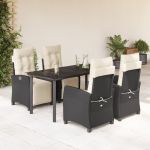 Set mobilier de grădină cu perne, 5 piese, negru, poliratan GartenMobel Dekor