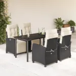 Set mobilier de grădină cu perne, 5 piese, negru, poliratan GartenMobel Dekor