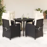 Set mobilier de grădină cu perne, 5 piese, negru, poliratan GartenMobel Dekor
