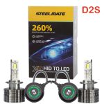 Set de 2 Becuri Faruri Conversie Hid-Led, Steelmate LED D2S Led, Plug & Play, 6000k, Miez Cupru, Radiator Aluminiu Silentios, Calitate Premium