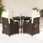 Set mobilier de grădină, 5 piese, cu perne, maro, poliratan GartenMobel Dekor