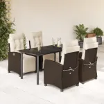 Set mobilier de grădină, 5 piese, cu perne, maro, poliratan GartenMobel Dekor