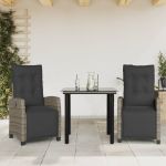 Set mobilier de grădină cu perne, 3 piese, gri, poliratan GartenMobel Dekor