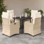 Set mobilier de grădină cu perne, 5 piese, bej, poliratan GartenMobel Dekor