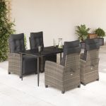 Set mobilier de grădină cu perne, 5 piese, gri, poliratan GartenMobel Dekor