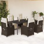 Set mobilier de grădină cu perne, 7 piese, maro, poliratan GartenMobel Dekor