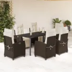 Set mobilier de grădină cu perne, 7 piese, maro, poliratan GartenMobel Dekor