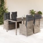 Set mobilier de grădină cu perne, 5 piese, gri, poliratan GartenMobel Dekor