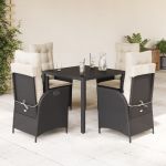 Set mobilier de grădină cu perne, 5 piese, negru, poliratan GartenMobel Dekor