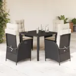 Set mobilier de grădină cu perne, 5 piese, negru, poliratan GartenMobel Dekor