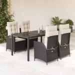 Set mobilier de grădină cu perne, 5 piese, negru, poliratan GartenMobel Dekor