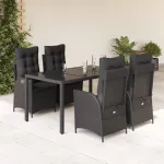 Set mobilier de grădină cu perne, 5 piese, negru, poliratan GartenMobel Dekor