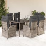 Set mobilier de grădină cu perne, 7 piese, gri, poliratan GartenMobel Dekor