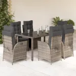 Set mobilier de grădină cu perne, 7 piese, gri, poliratan GartenMobel Dekor