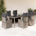 Set mobilier de grădină cu perne, 7 piese, gri, poliratan GartenMobel Dekor