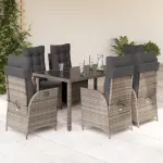 Set mobilier de grădină cu perne, 7 piese, gri, poliratan GartenMobel Dekor