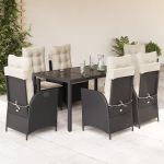 Set mobilier de grădină cu perne, 7 piese, negru, poliratan GartenMobel Dekor
