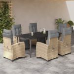 Set mobilier pentru grădină, 7 piese, cu perne, bej, poliratan GartenMobel Dekor