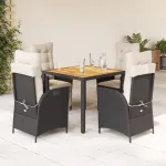 Set mobilier de grădină cu perne, 5 piese, negru, poliratan GartenMobel Dekor