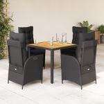 Set mobilier de grădină cu perne, 5 piese, negru, poliratan GartenMobel Dekor
