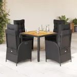 Set mobilier de grădină cu perne, 5 piese, negru, poliratan GartenMobel Dekor