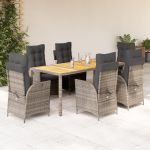 Set mobilier de grădină cu perne, 7 piese, gri, poliratan GartenMobel Dekor