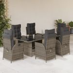 Set mobilier de grădină cu perne, 7 piese, gri, poliratan GartenMobel Dekor
