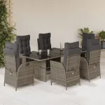 Set mobilier de grădină cu perne, 7 piese, gri, poliratan GartenMobel Dekor