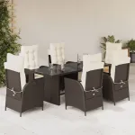 Set mobilier de grădină cu perne, 7 piese, maro, poliratan GartenMobel Dekor