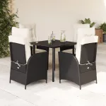 Set mobilier de grădină cu perne, 5 piese, negru, poliratan GartenMobel Dekor