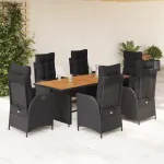 Set mobilier de grădină cu perne, 7 piese, negru, poliratan GartenMobel Dekor